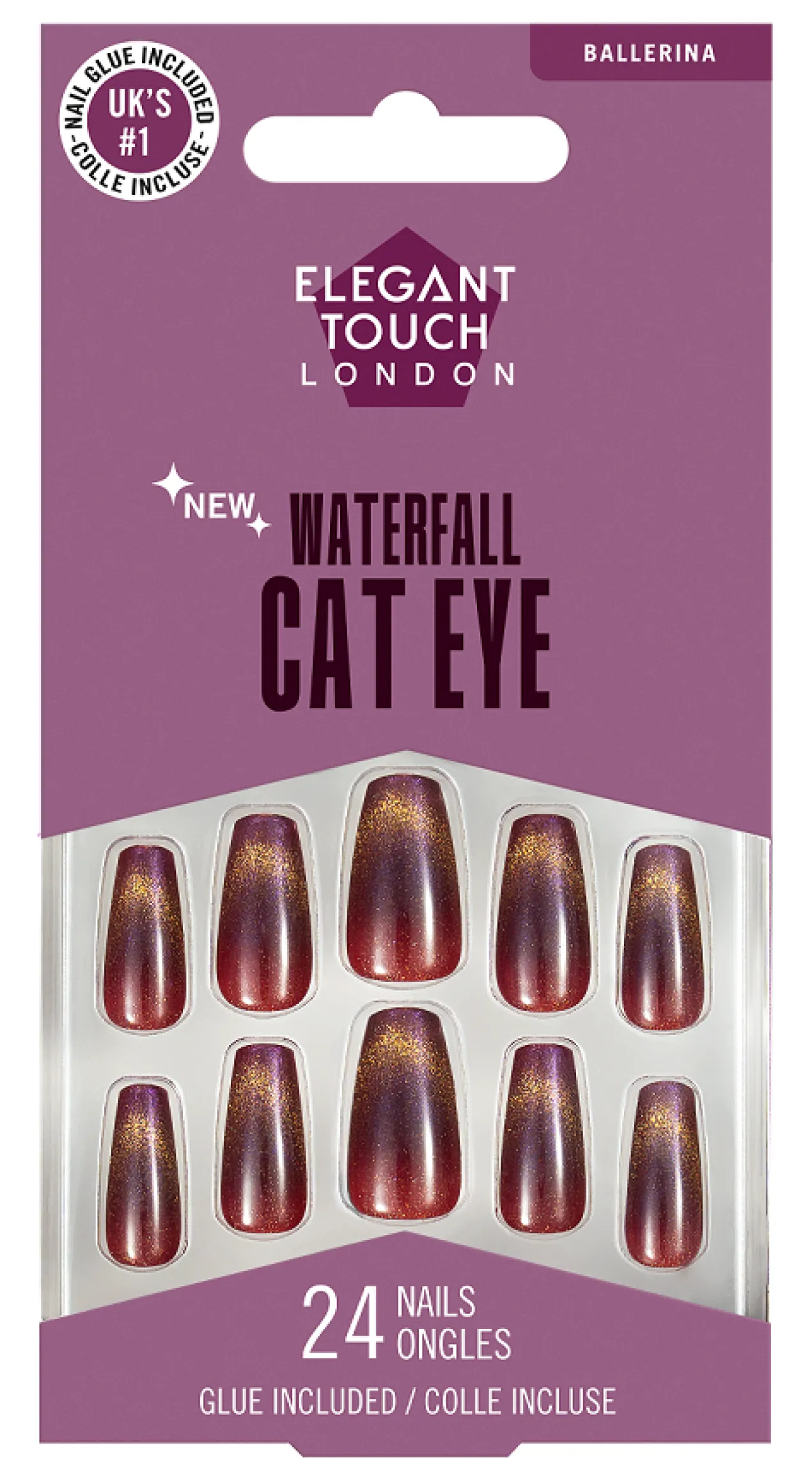 Waterfall Cat Eye Ballerina Uñas Postizas Edición Limitada