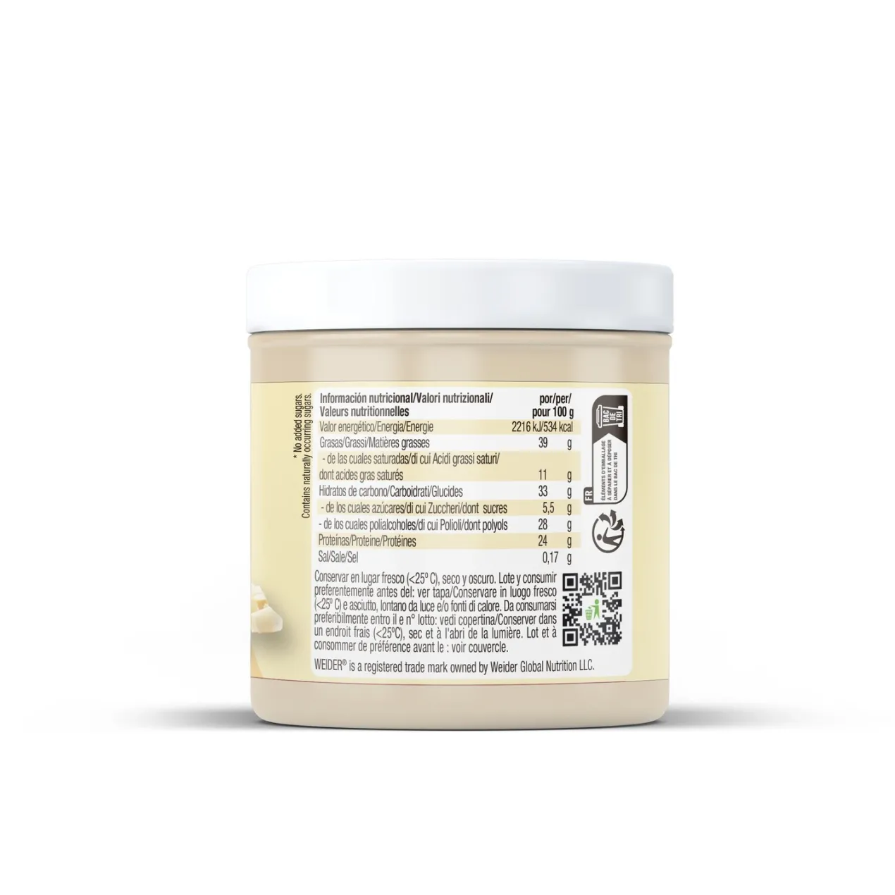 Whey Protein Choco White Spread Alimento saludable Crema de proteínas