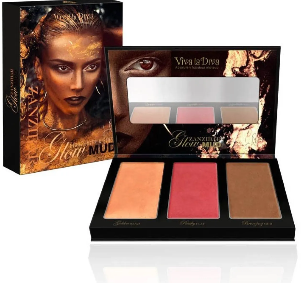 Zandibar Glow Mud Paleta de Iluminadores y Coloretes